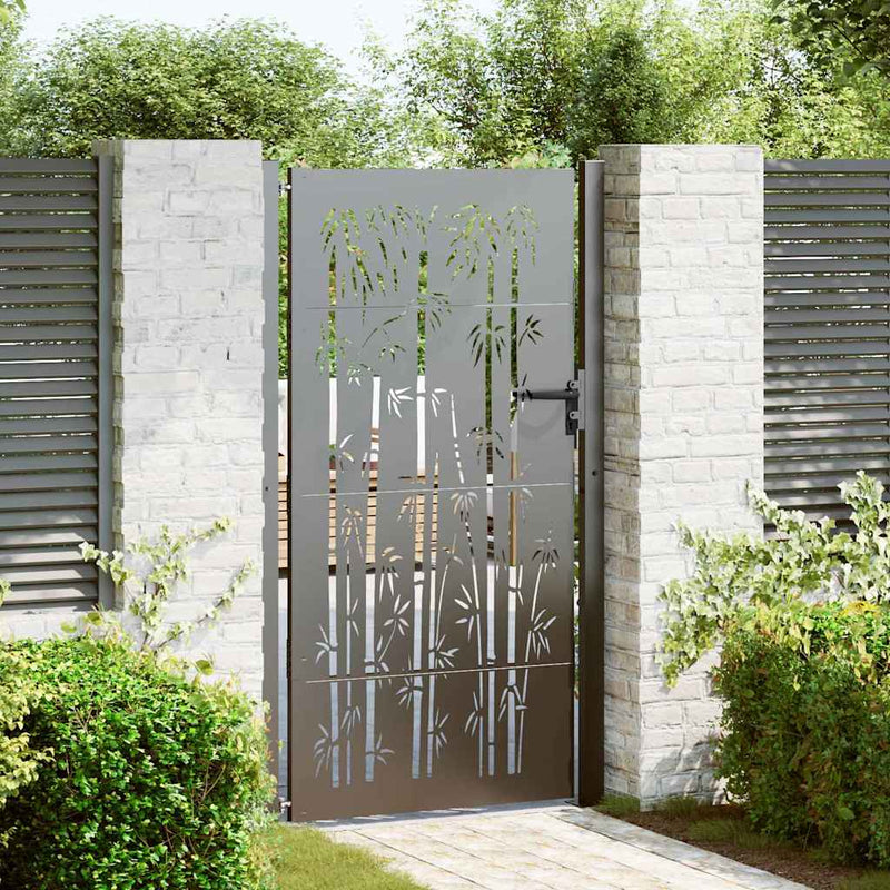 Poartă de grădină Negru 110 x 180 cm Oțel vopsit electrostatic