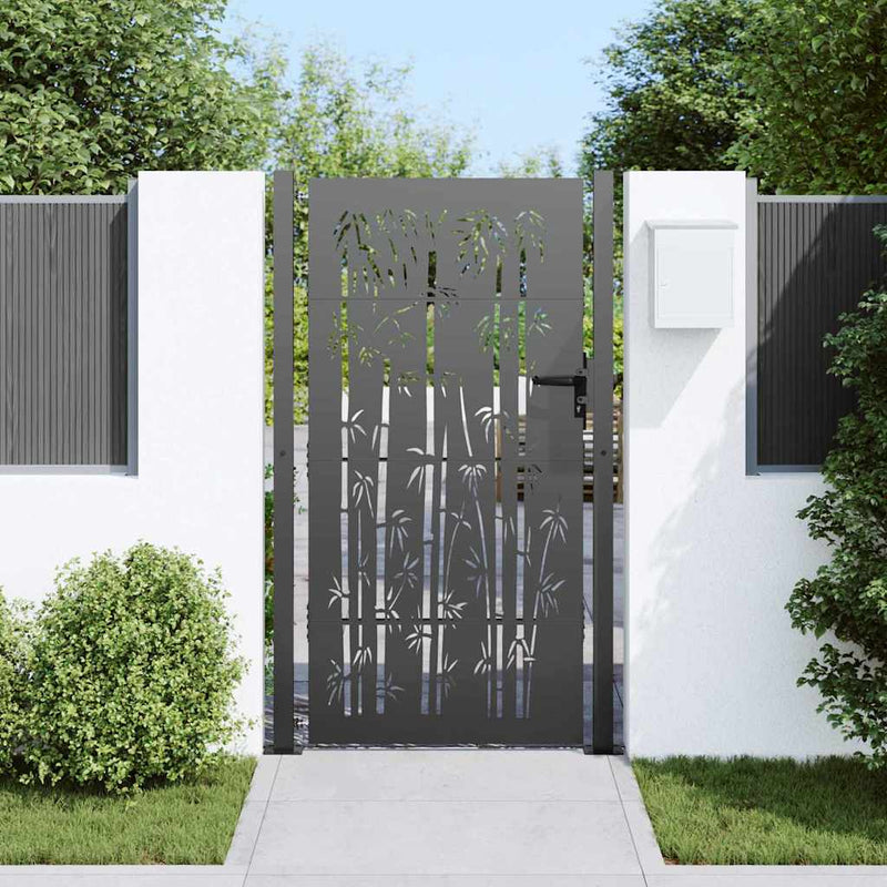 Poartă de grădină Negru 110 x 180 cm Oțel vopsit electrostatic