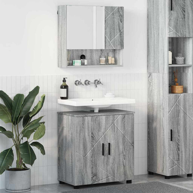 Set de mobilier pentru baie 2 buc. Gri Sonoma 61 x 35 x 64 cm