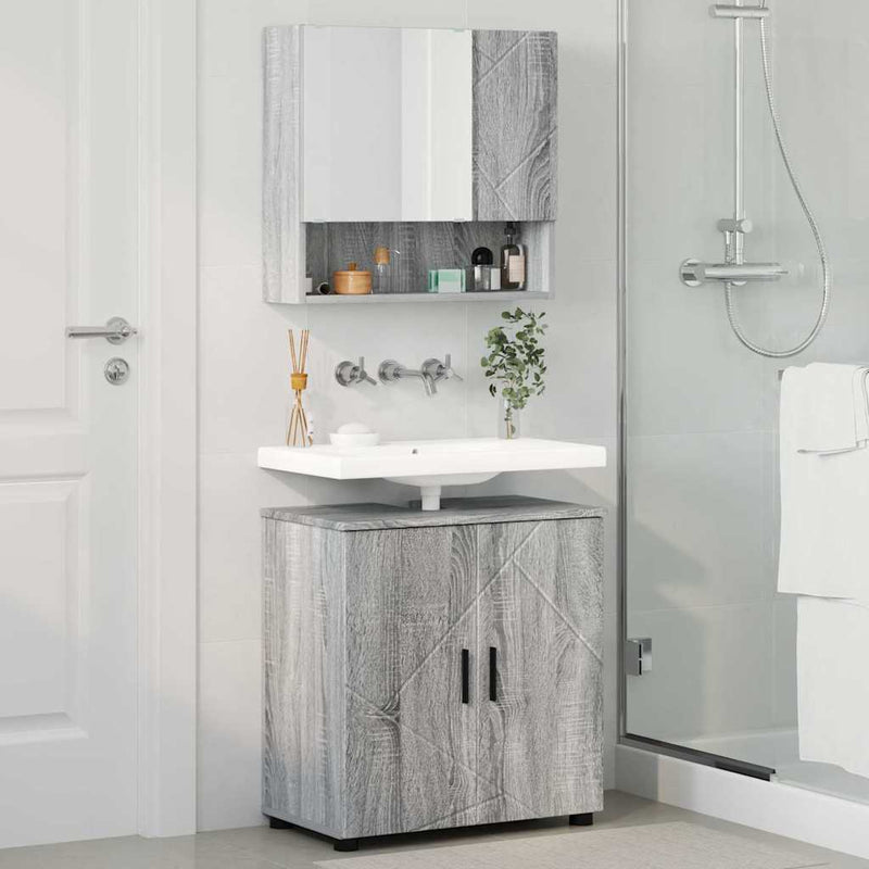 Set de mobilier pentru baie 2 buc. Gri Sonoma 61 x 35 x 64 cm