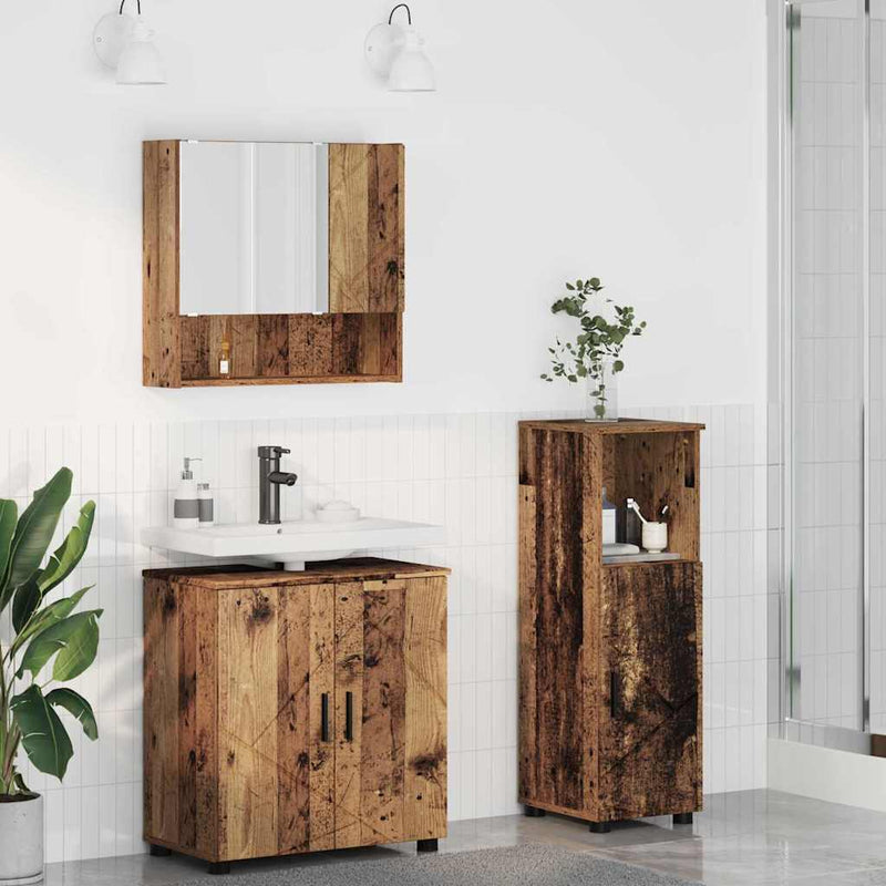 Set de mobilier pentru baie 3 buc. Lemn Vechi 61 x 35 x 64 cm