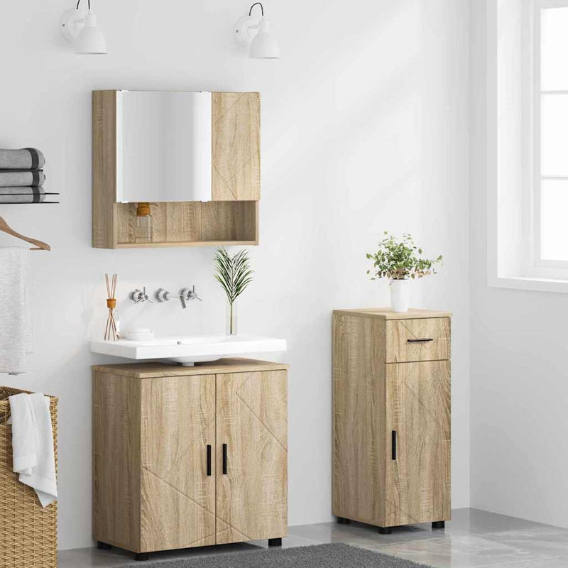 Set de mobilier pentru baie 3 buc. Stejar Sonoma