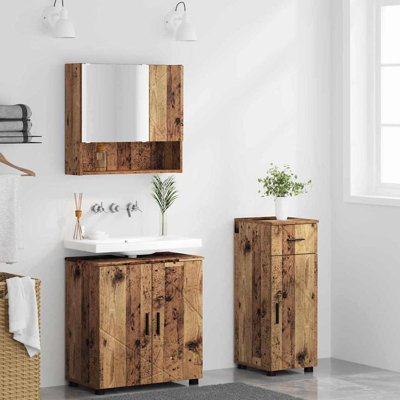 Set de mobilier pentru baie 3 buc. Lemn Vechi 61 x 35 x 64 cm