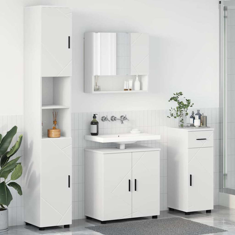 Set de mobilier pentru baie 4 buc. Alb 61 x 35 x 64 cm