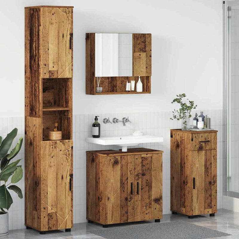 Set de mobilier pentru baie 4 buc. Lemn Vechi 61 x 35 x 64 cm