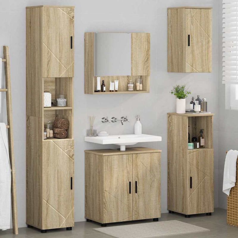 Set de mobilier pentru baie 5 buc. Stejar Sonoma