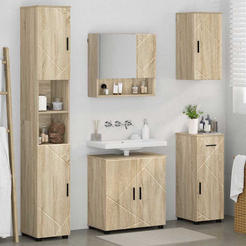 Set de mobilier pentru baie 5 buc. Stejar Sonoma