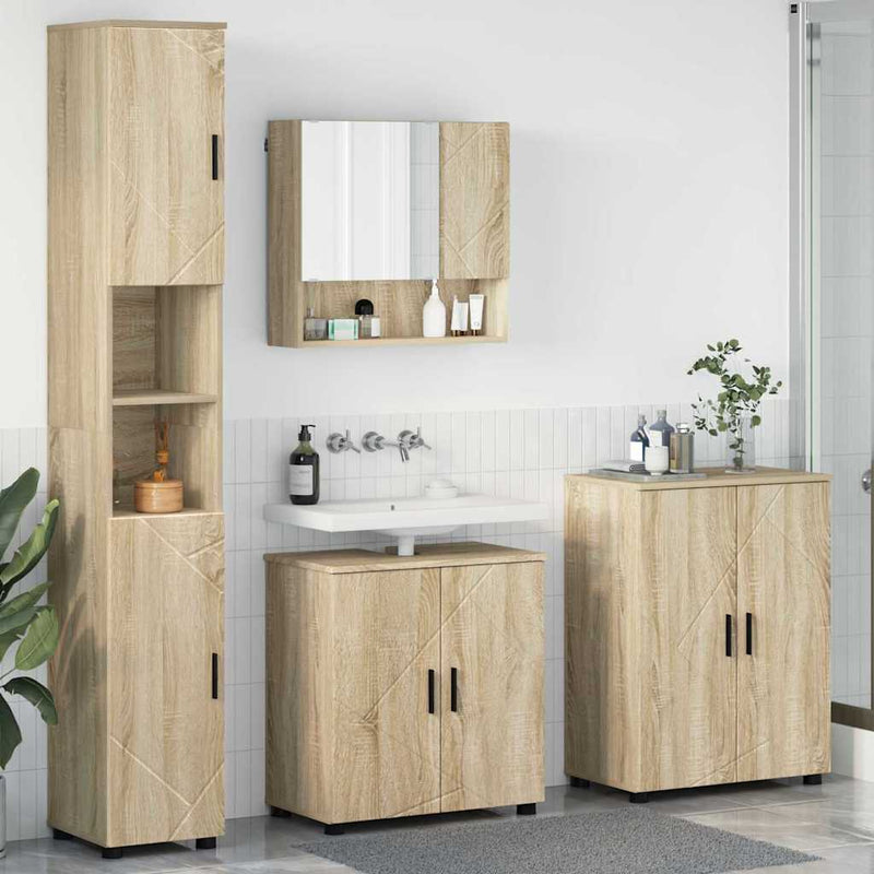 Set de mobilier pentru baie 4 buc. Stejar Sonoma