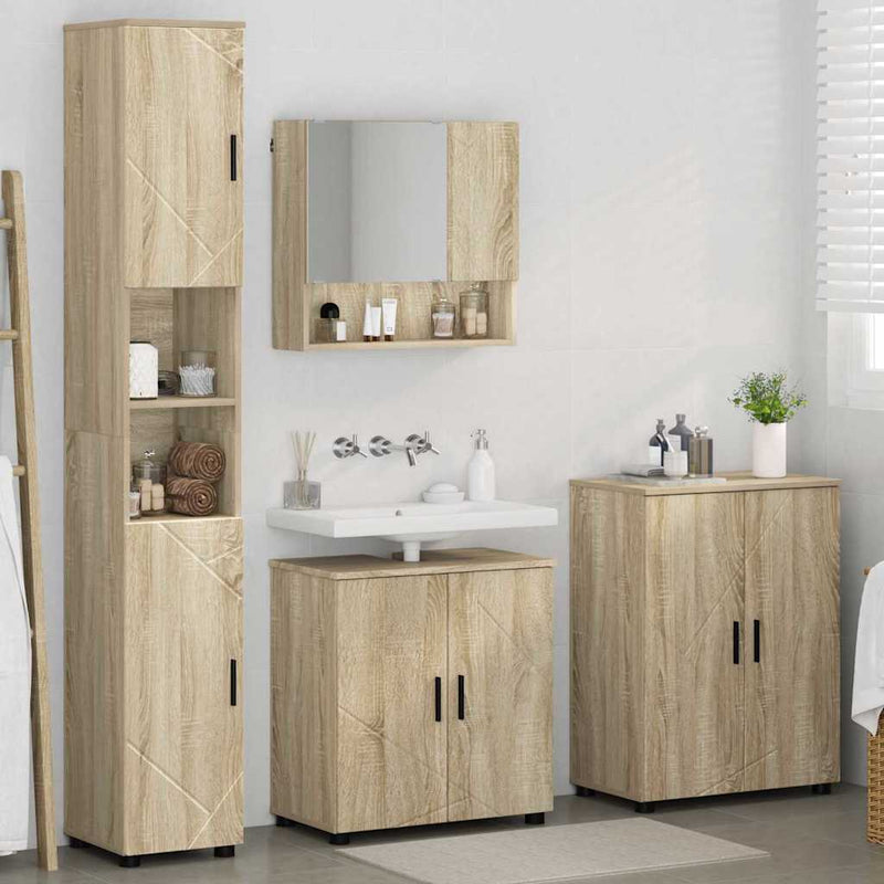 Set de mobilier pentru baie 4 buc. Stejar Sonoma