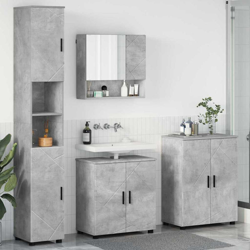 Set de mobilier pentru baie 4 buc. Gri din beton