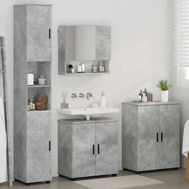 Set de mobilier pentru baie 4 buc. Gri din beton