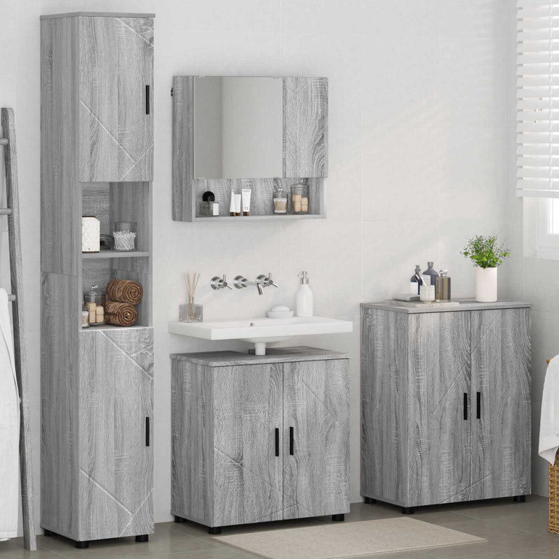 Set de mobilier pentru baie 4 buc. Gri Sonoma 61 x 35 x 64 cm