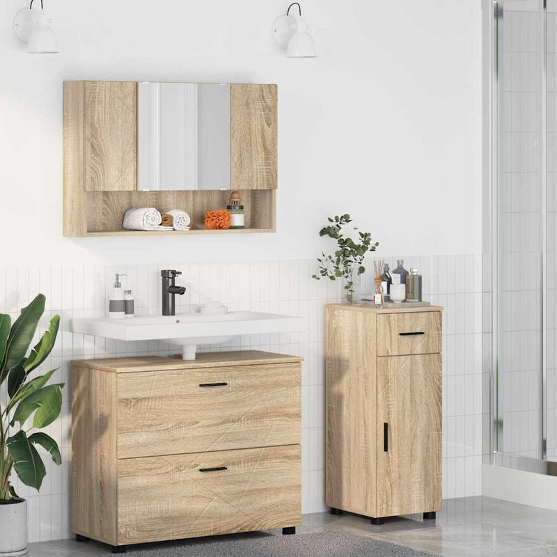 Set de mobilier pentru baie 3 buc. Stejar Sonoma
