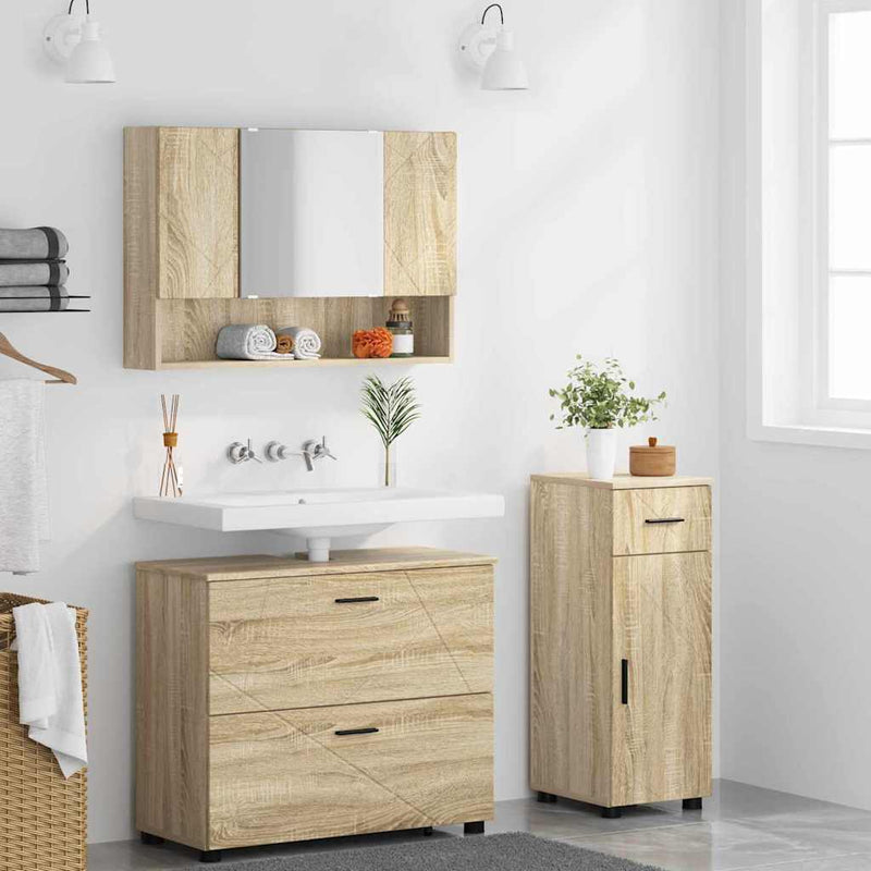 Set de mobilier pentru baie 3 buc. Stejar Sonoma