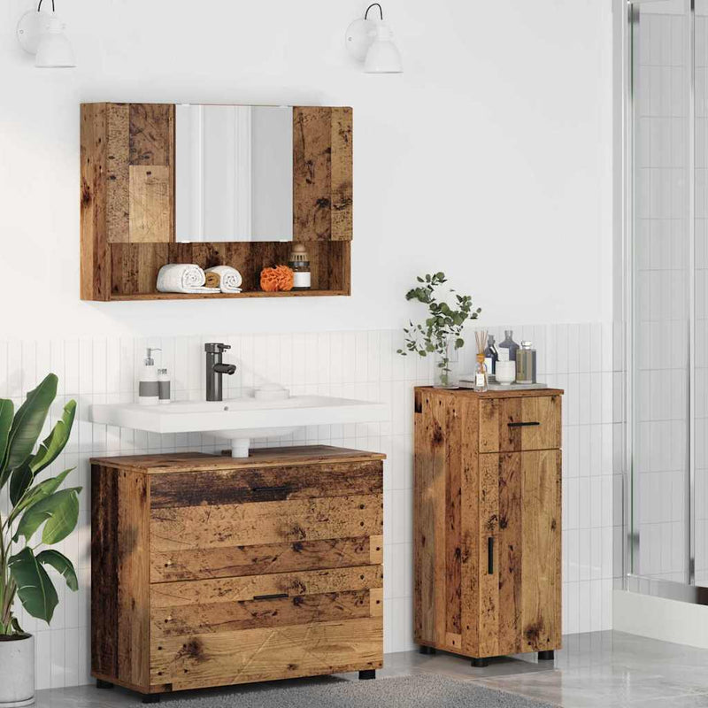 Set de mobilier pentru baie 3 buc. Lemn Vechi
