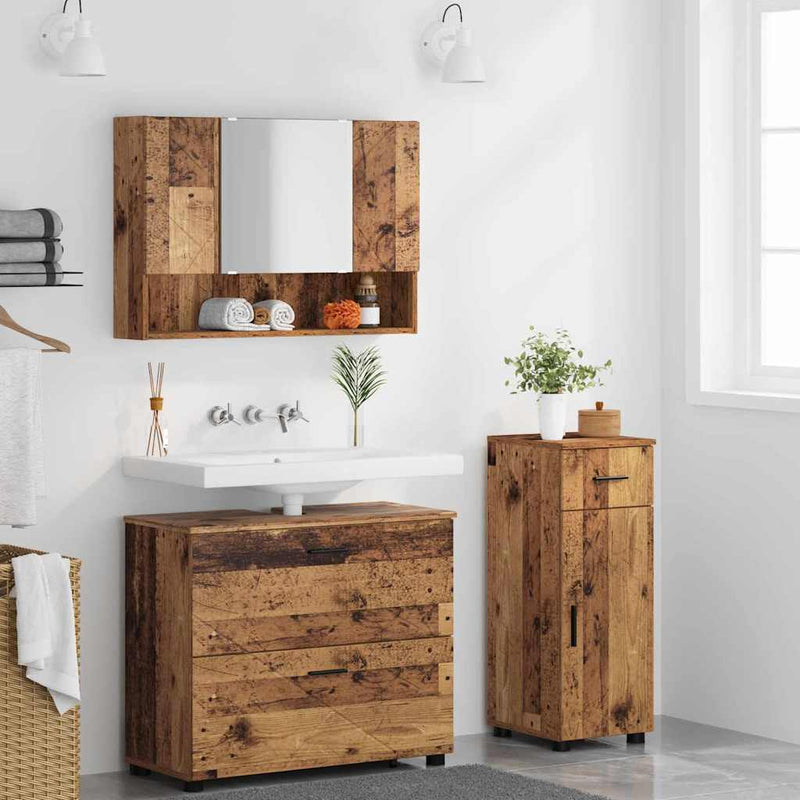 Set de mobilier pentru baie 3 buc. Lemn Vechi