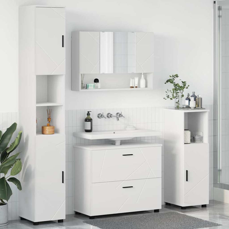 Set de mobilier pentru baie 4 buc. Alb 35 x 30 x 192 cm