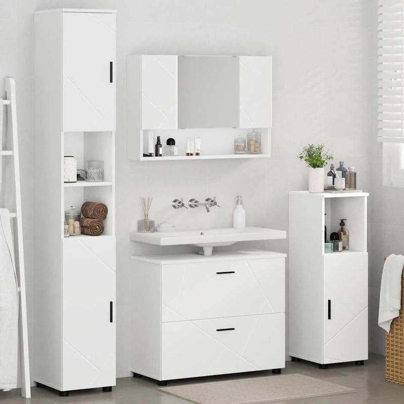 Set de mobilier pentru baie 4 buc. Alb 35 x 30 x 192 cm