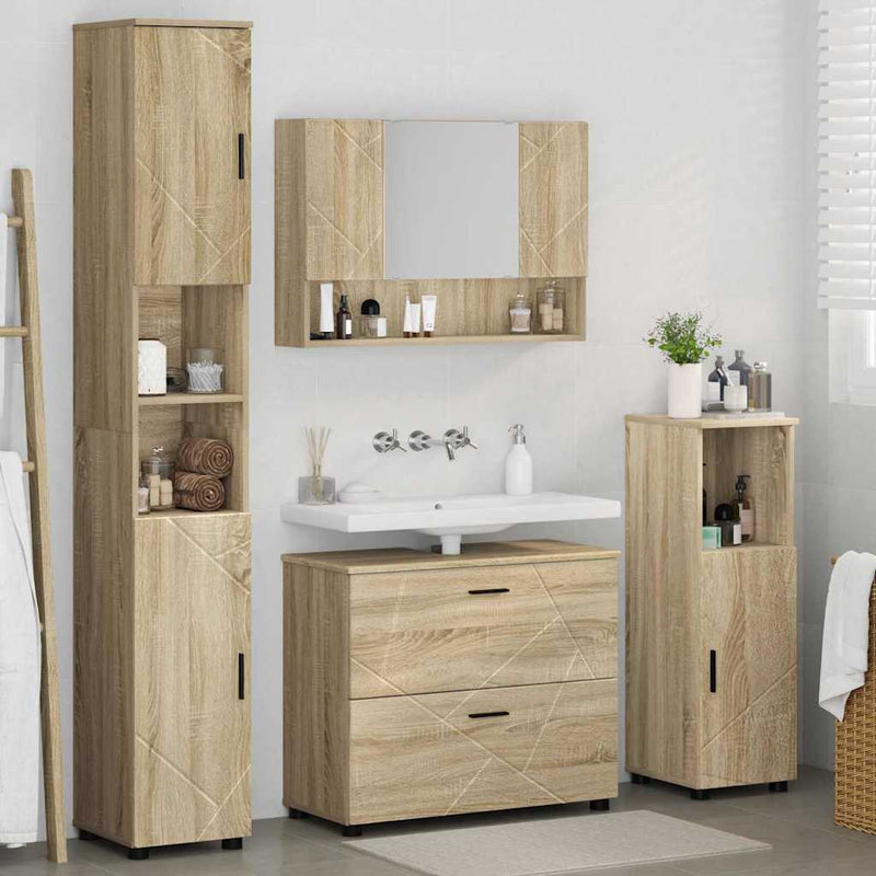 Set de mobilier pentru baie 4 buc. Stejar Sonoma