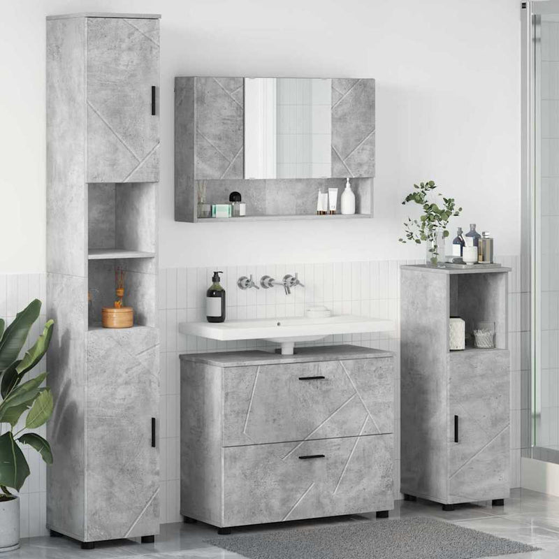 Set de mobilier pentru baie 4 buc. Gri din beton