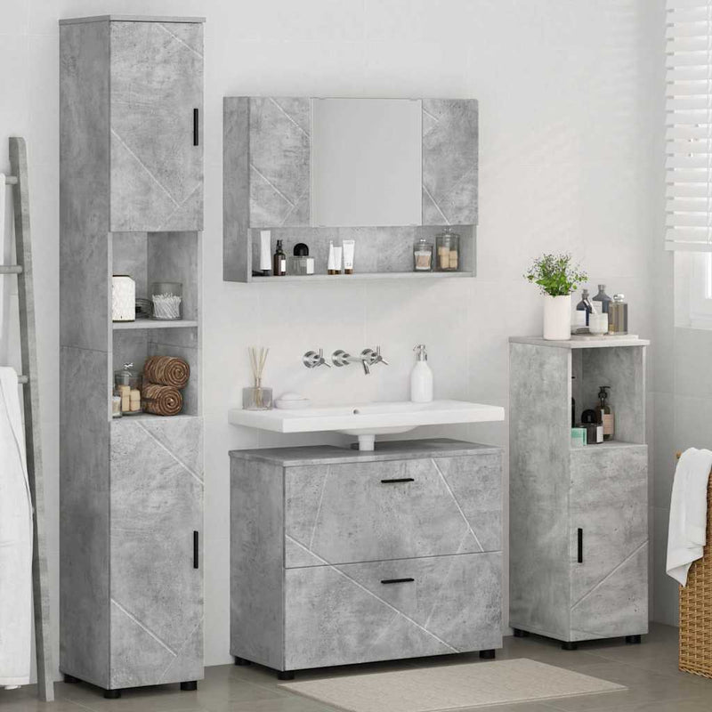 Set de mobilier pentru baie 4 buc. Gri din beton
