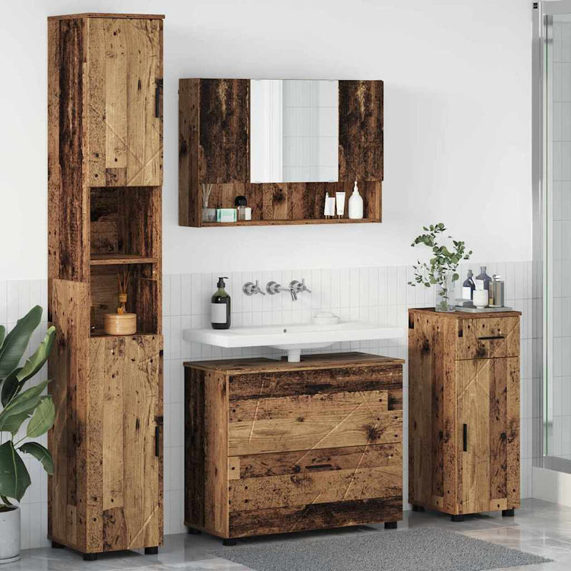 Set de mobilier pentru baie 4 buc. Lemn Vechi