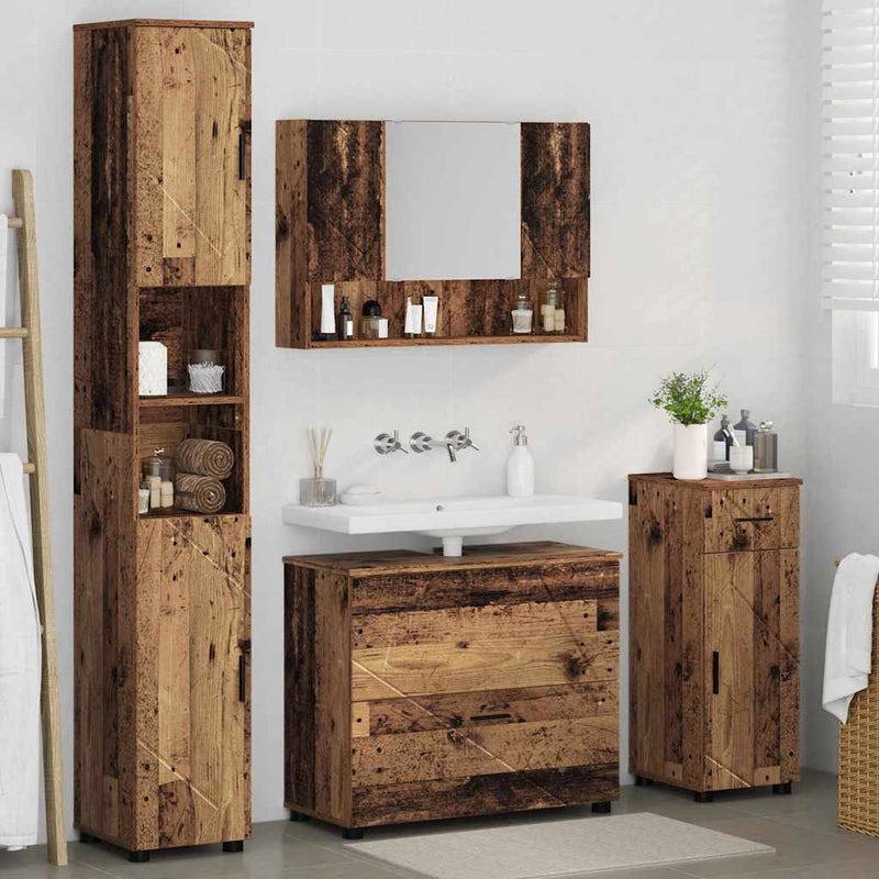 Set de mobilier pentru baie 4 buc. Lemn Vechi