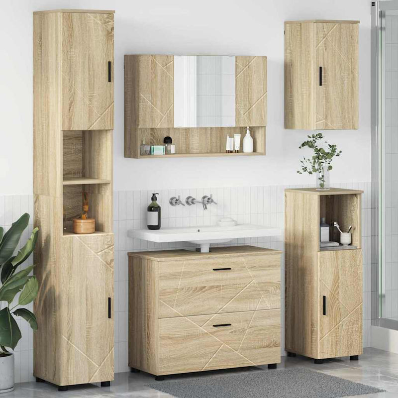 Set de mobilier pentru baie 5 buc. Stejar Sonoma