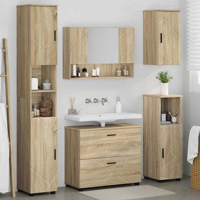 Set de mobilier pentru baie 5 buc. Stejar Sonoma