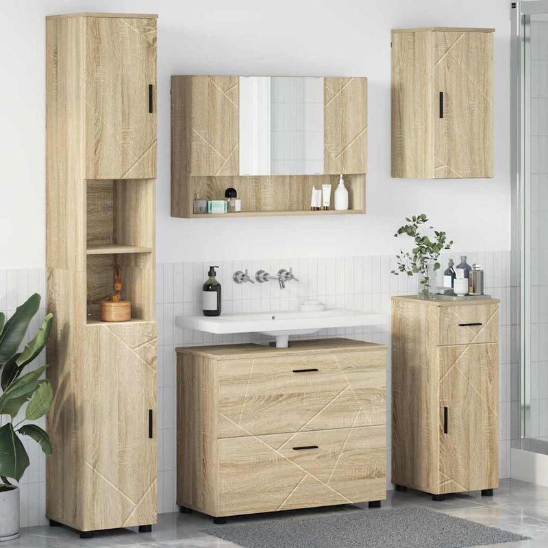 Set de mobilier pentru baie 5 buc. Stejar Sonoma