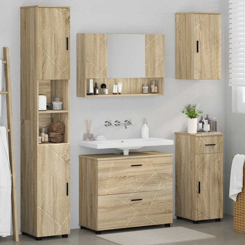 Set de mobilier pentru baie 5 buc. Stejar Sonoma