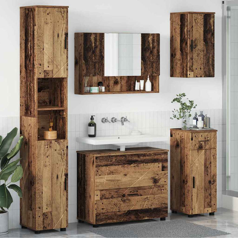 Set de mobilier pentru baie 5 buc. Lemn Vechi 35 x 30 x 192 cm