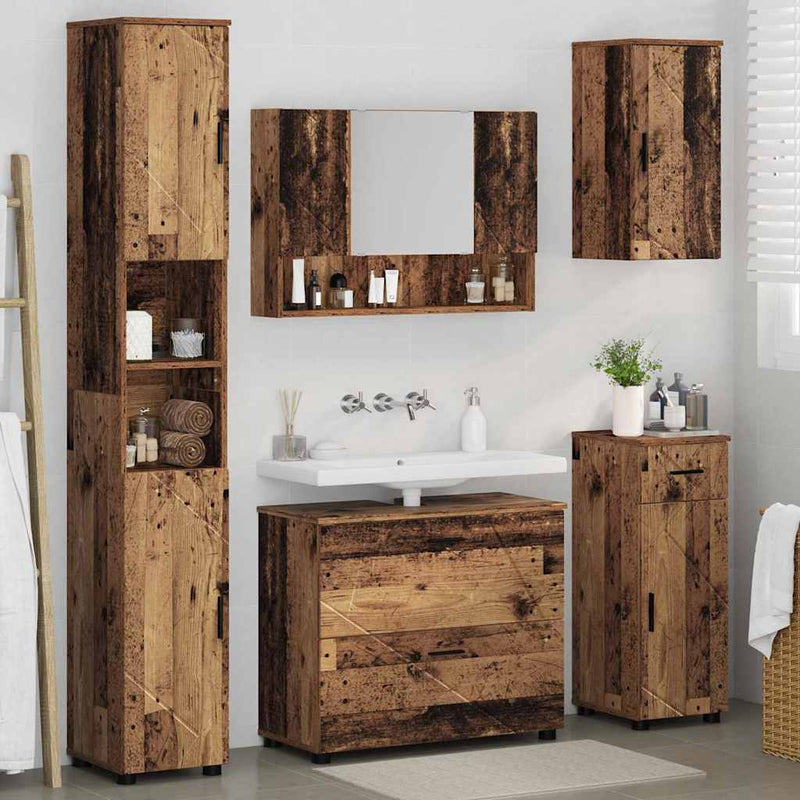 Set de mobilier pentru baie 5 buc. Lemn Vechi 35 x 30 x 192 cm