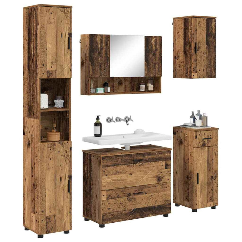 Set de mobilier pentru baie 5 buc. Lemn Vechi 35 x 30 x 192 cm