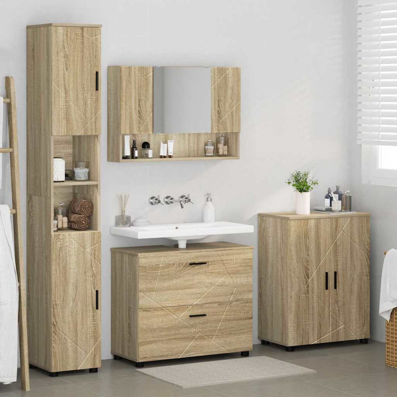 Set de mobilier pentru baie 4 buc. Stejar Sonoma