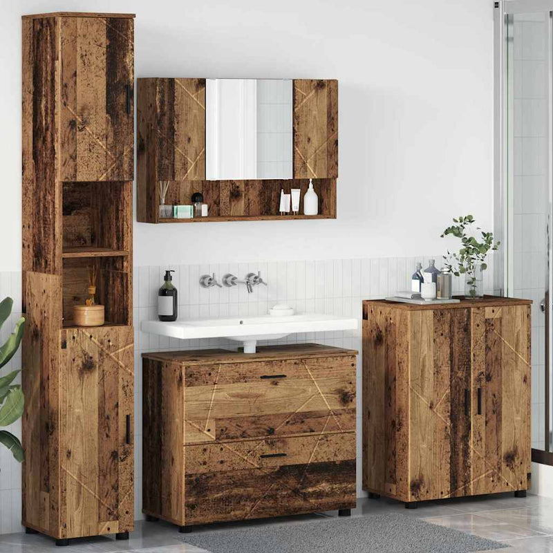 Set de mobilier pentru baie 4 buc. Lemn Vechi 35 x 30 x 192 cm