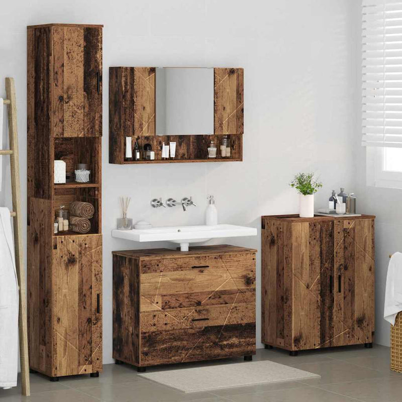 Set de mobilier pentru baie 4 buc. Lemn Vechi 35 x 30 x 192 cm