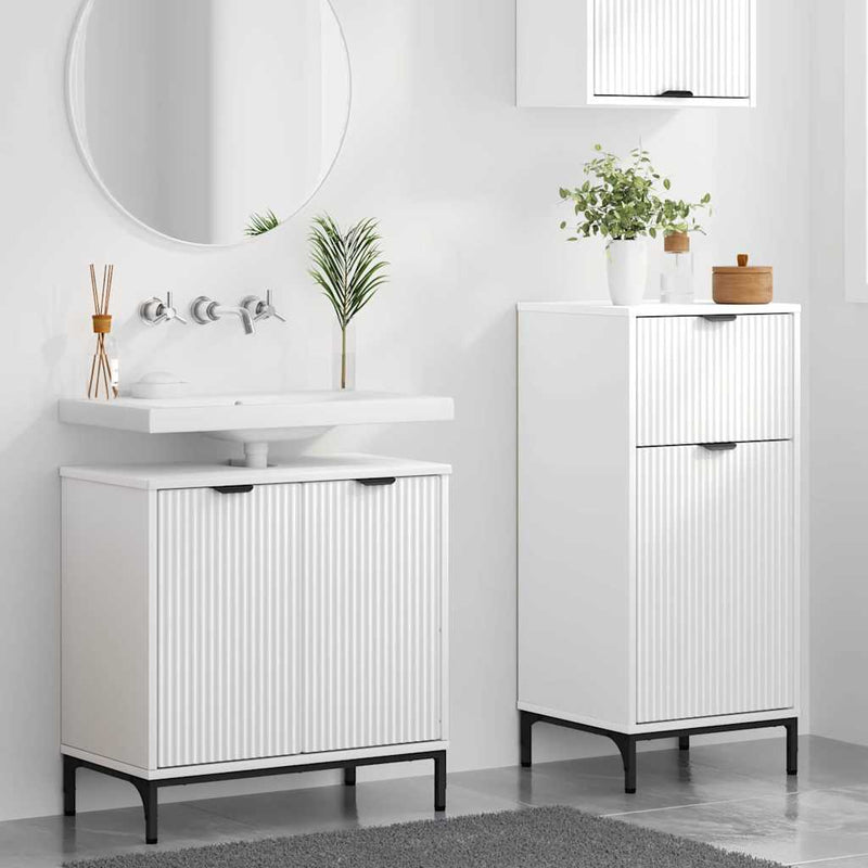 Set de mobilier pentru baie 2 buc. Alb Lemn aranjat și metal