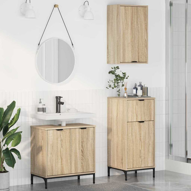 Set de mobilier pentru baie 3 buc. Stejar Sonoma