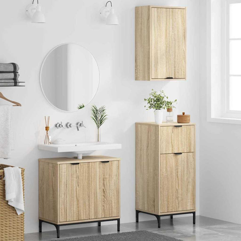 Set de mobilier pentru baie 3 buc. Stejar Sonoma