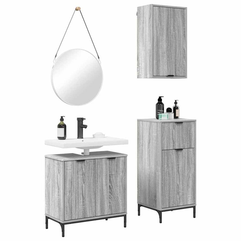 Set de mobilier pentru baie 3 buc. Gri Sonoma