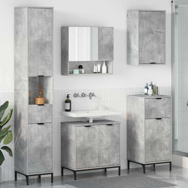 Set de mobilier pentru baie cu sertar Pe perete Gri din beton