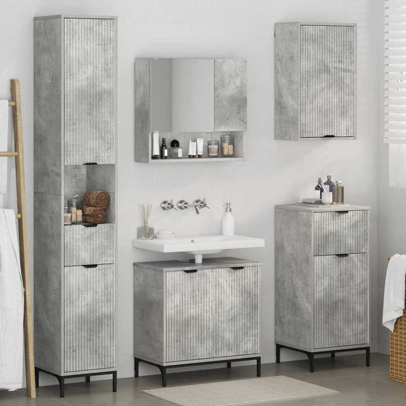 Set de mobilier pentru baie cu sertar Pe perete Gri din beton