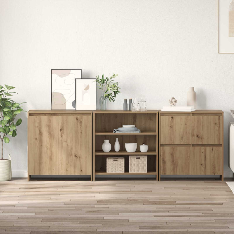 Bufet 3 buc. Stejar Artizanal 70 x 41 x 75 cm Lemn prelucrat