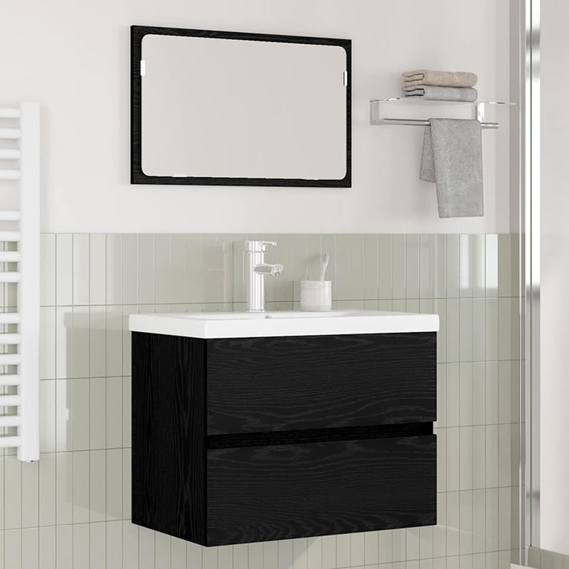Set de mobilier pentru baie 3 buc. Stejar Negru 61 x 39 x 45 cm