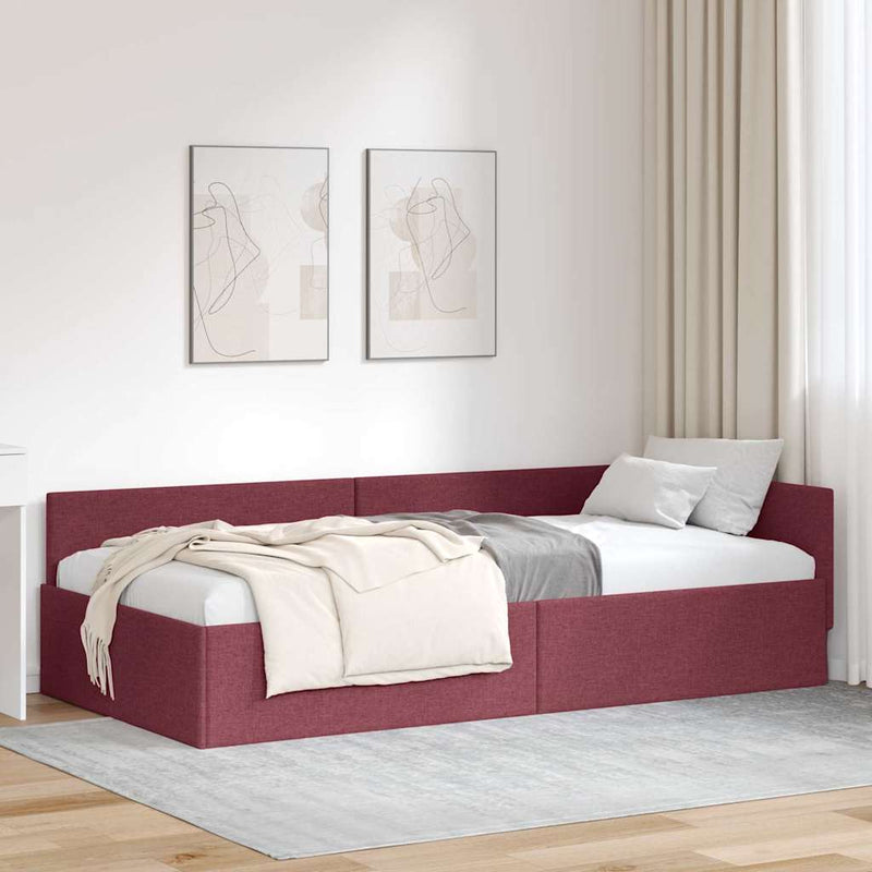 Cadru de pat colțar Roșu Vin 80 cm x 200 cm țesătură