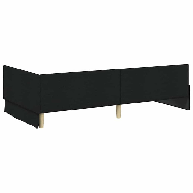 Cadru de pat colțar cu headboard Negru 90 cm x 190 cm țesătură