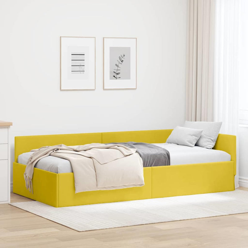 Cadru de pat colțar cu headboard Galben 80 cm x 200 cm Catifea