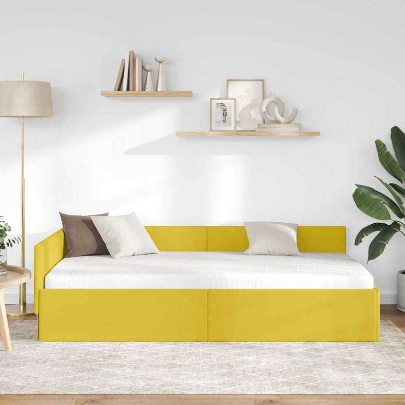 Cadru de pat colțar cu headboard Galben 80 cm x 200 cm Catifea