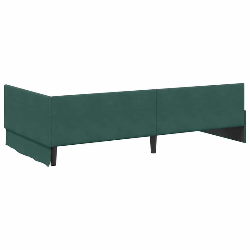 Cadru de pat colțar Verde închis 90 cm x 190 cm Catifea